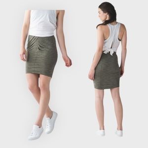 Lululemon Yoga Haven Skirt in Heathered Fatigue Green Athliesure Outdoors